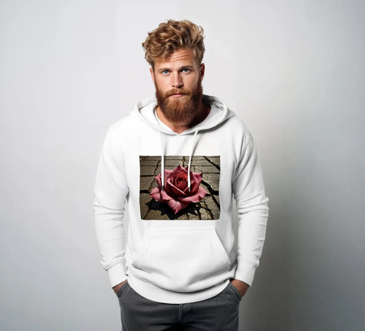 la rosa poggia sul marciapiede screpolato felpa con cappuccio da DesignDoodle