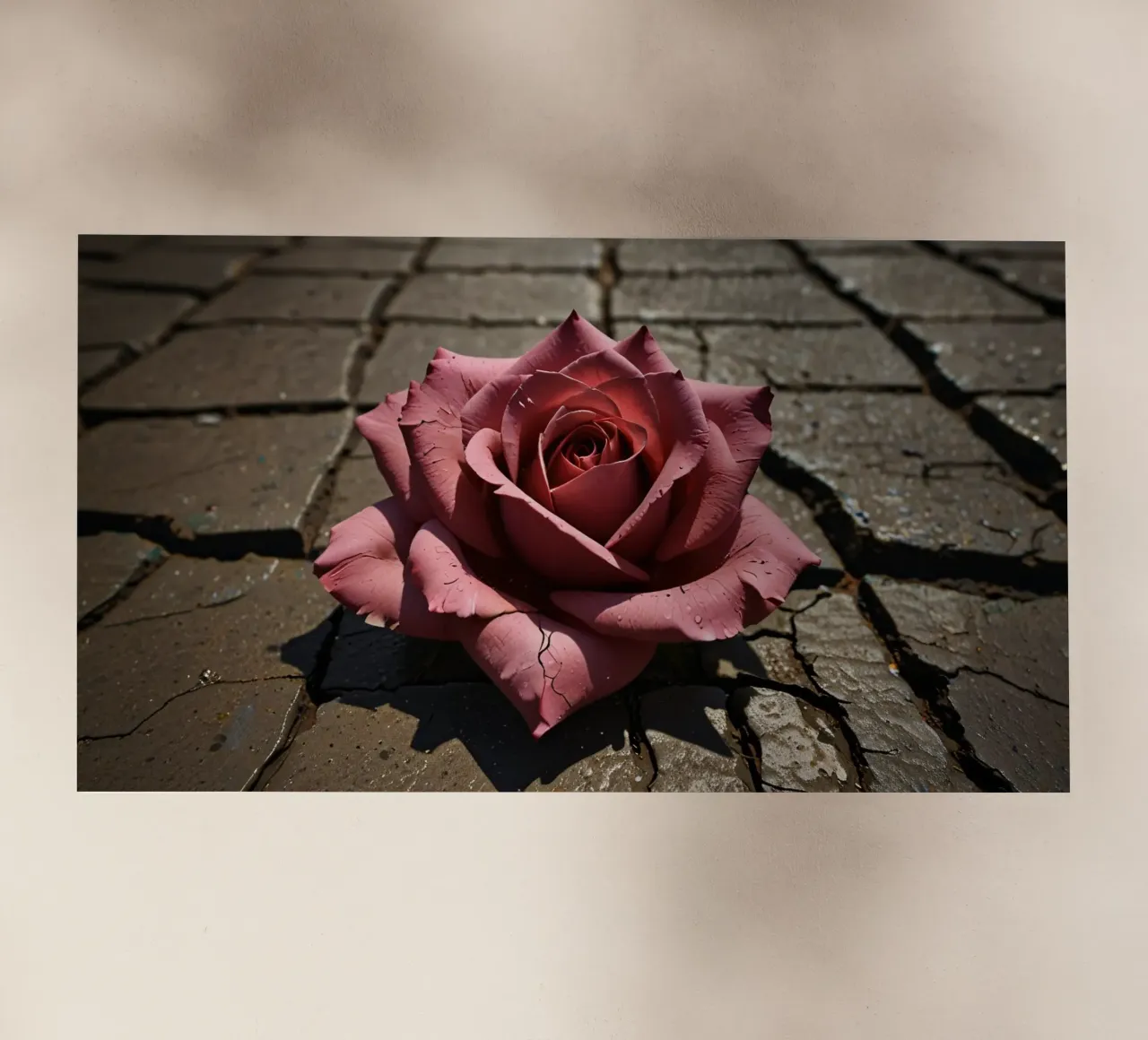 la rosa poggia sul marciapiede screpolato pellicola backlit da DesignDoodle
