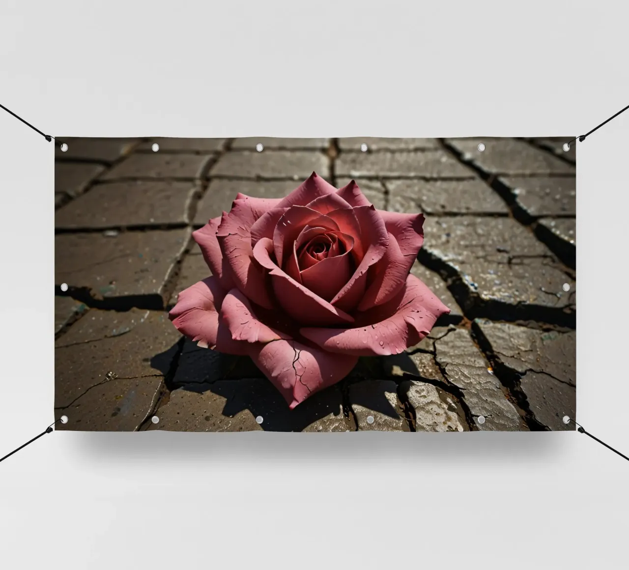 rose rests on cracked pavement pvc cover by DesignDoodle