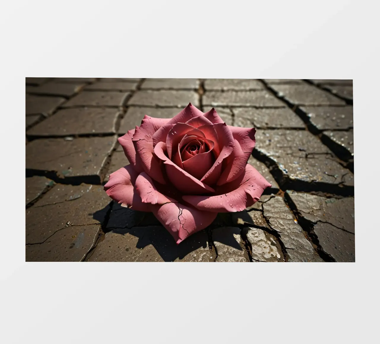 rose rests on cracked pavement pvc cover by DesignDoodle