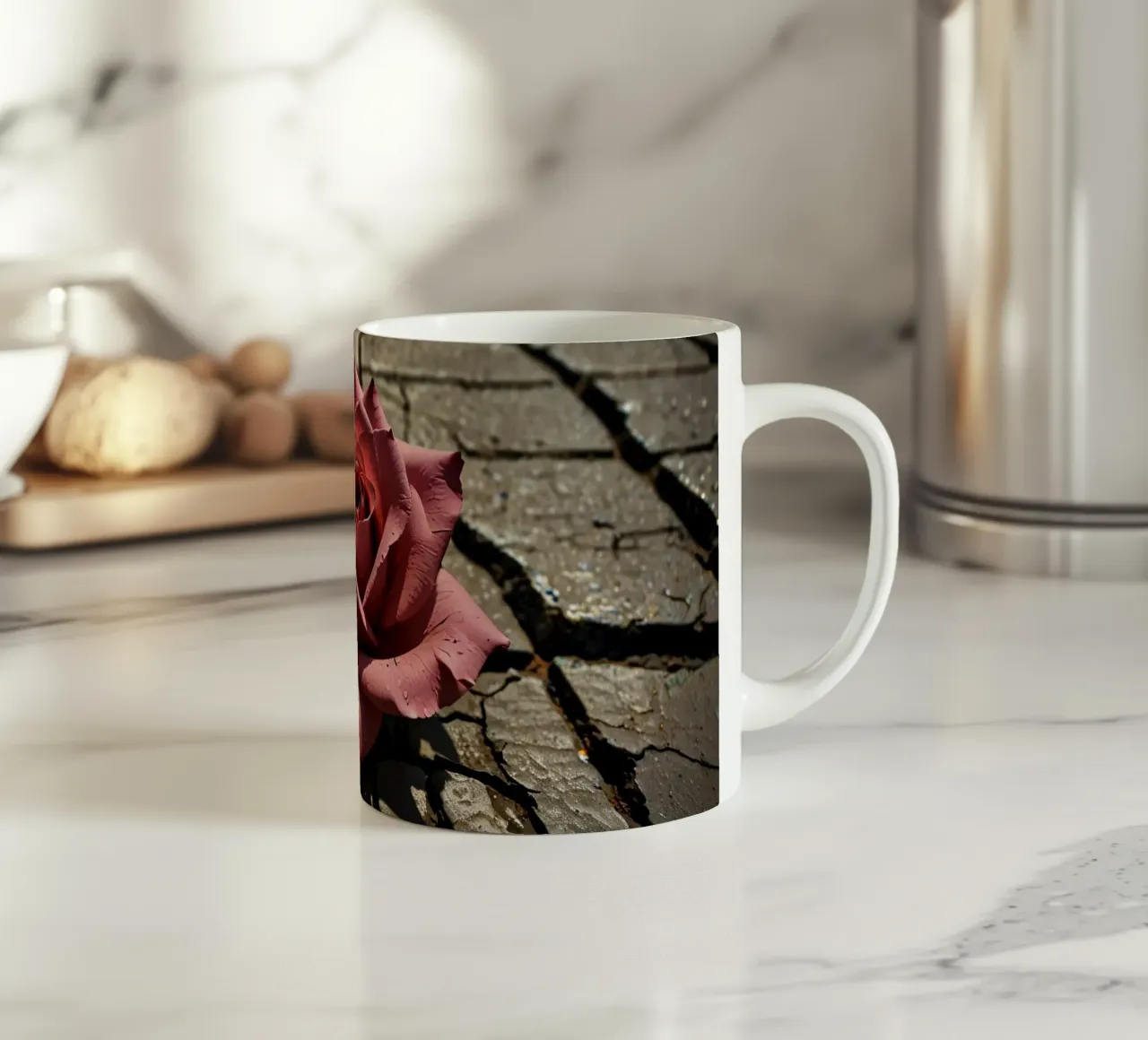 roos rust op gebarsten stoep keramische mok van DesignDoodle