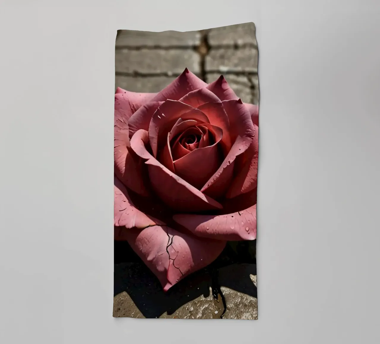 roos rust op gebarsten stoep badhanddoek van DesignDoodle