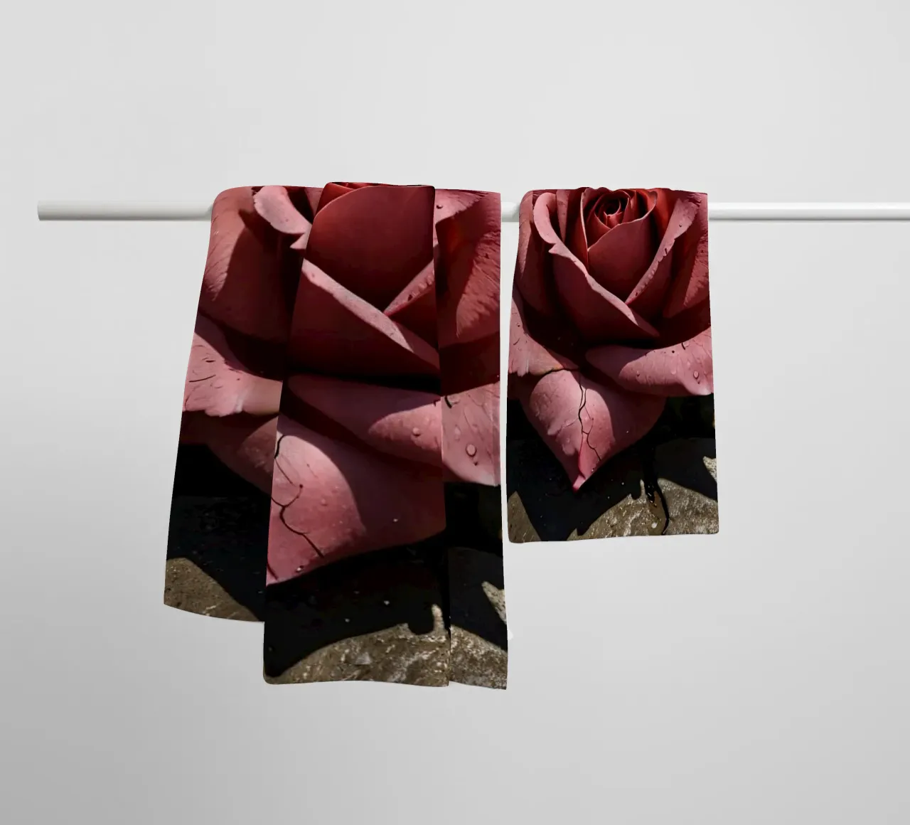 roos rust op gebarsten stoep badhanddoek van DesignDoodle