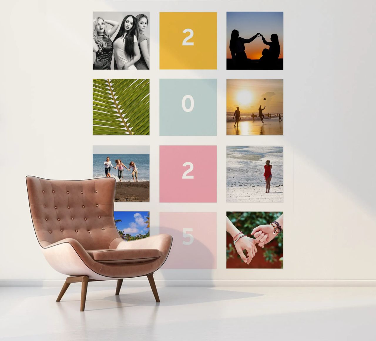 Fotocollage mit Jahr Pastell photo wallpaper by WORTSPIEL