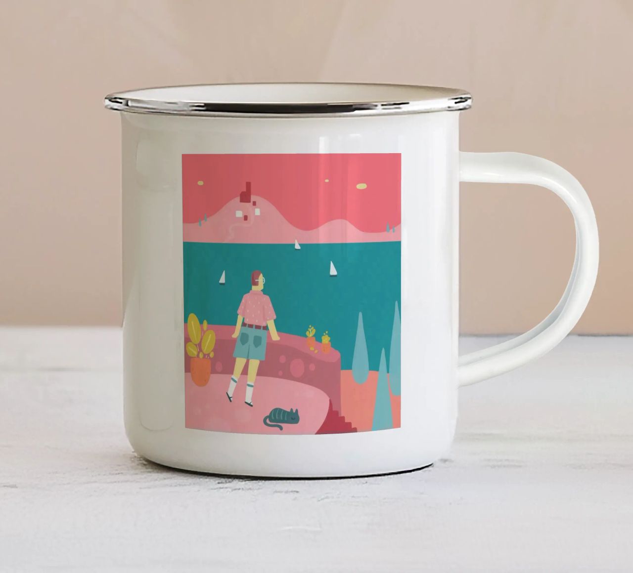 Vacanze tazza in smalto da Johannes Lott Illustration