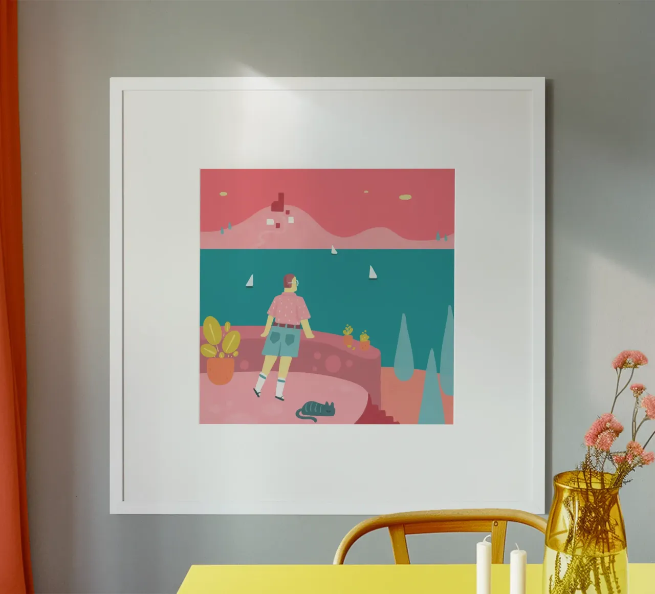 Vacanze poster con telaio in alluminio da Johannes Lott Illustration