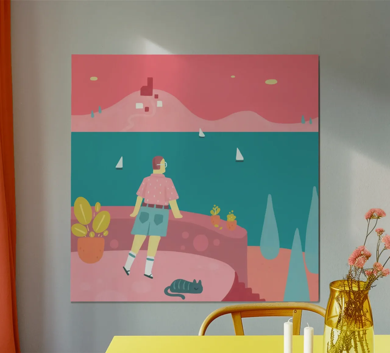 Vacanze poster con telaio in alluminio da Johannes Lott Illustration