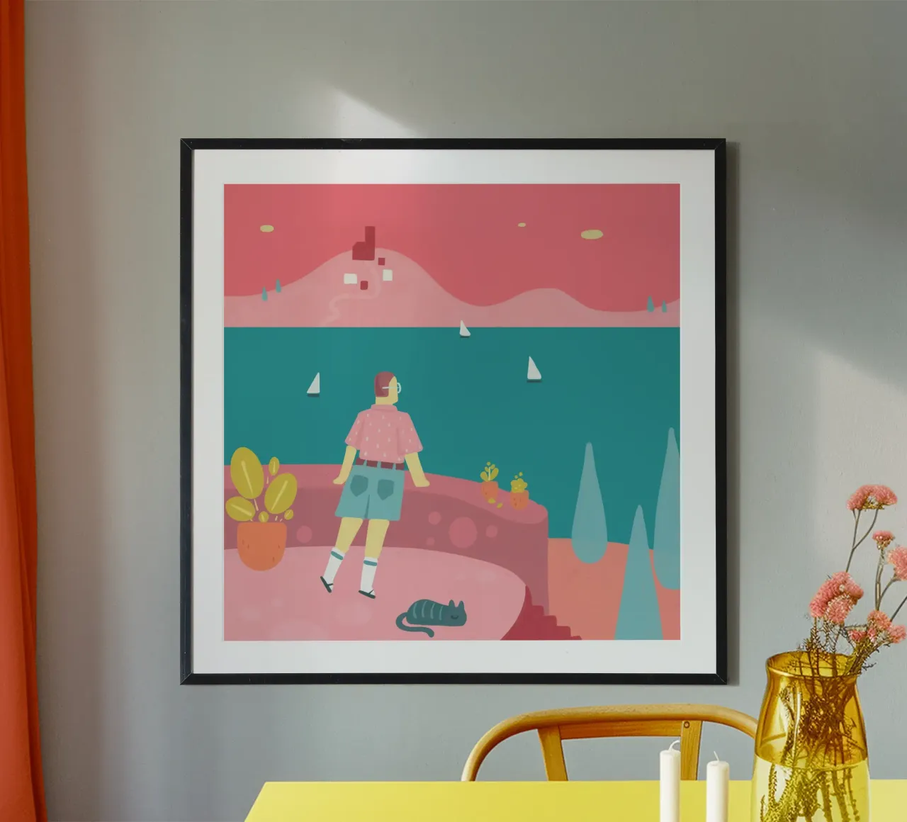 Vacanze poster con telaio in alluminio da Johannes Lott Illustration