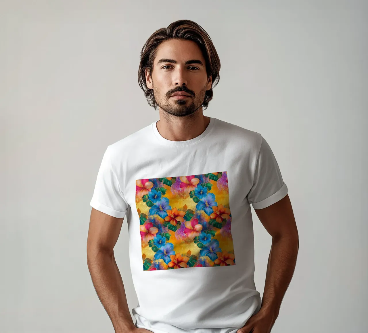 Fiori hawaiani dorati t-shirt da Botanical Pattern House