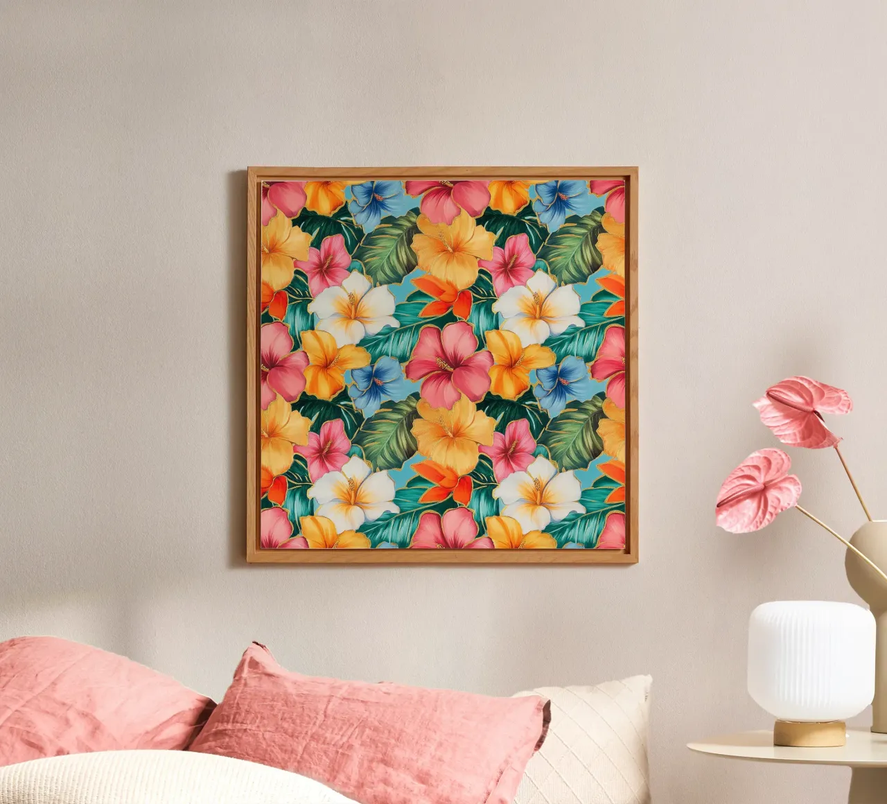 Fiori hawaiani dorati alluminio dibond da Botanical Pattern House