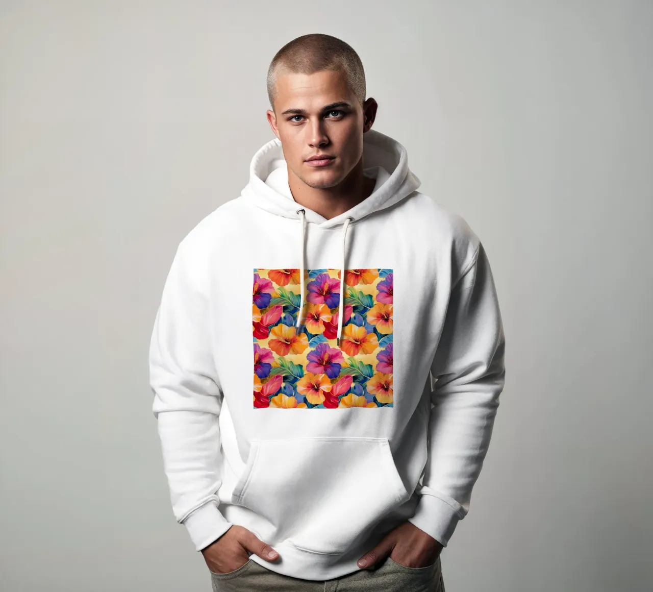 Fiori hawaiani dorati felpa con cappuccio da Botanical Pattern House