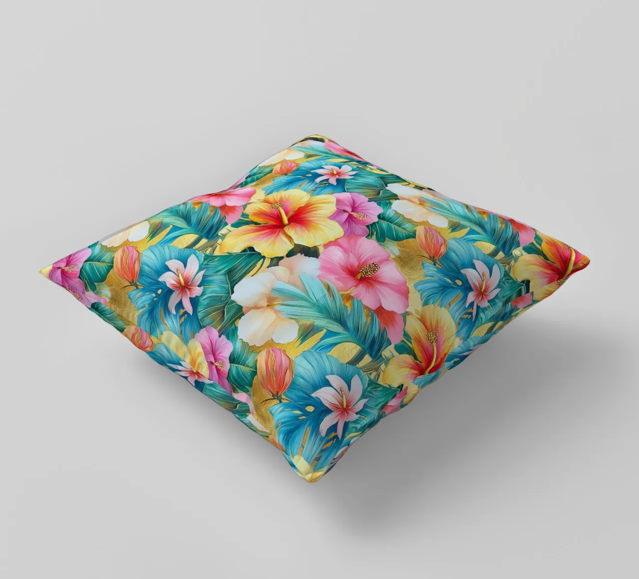 Fiori hawaiani dorati cuscino da Botanical Pattern House