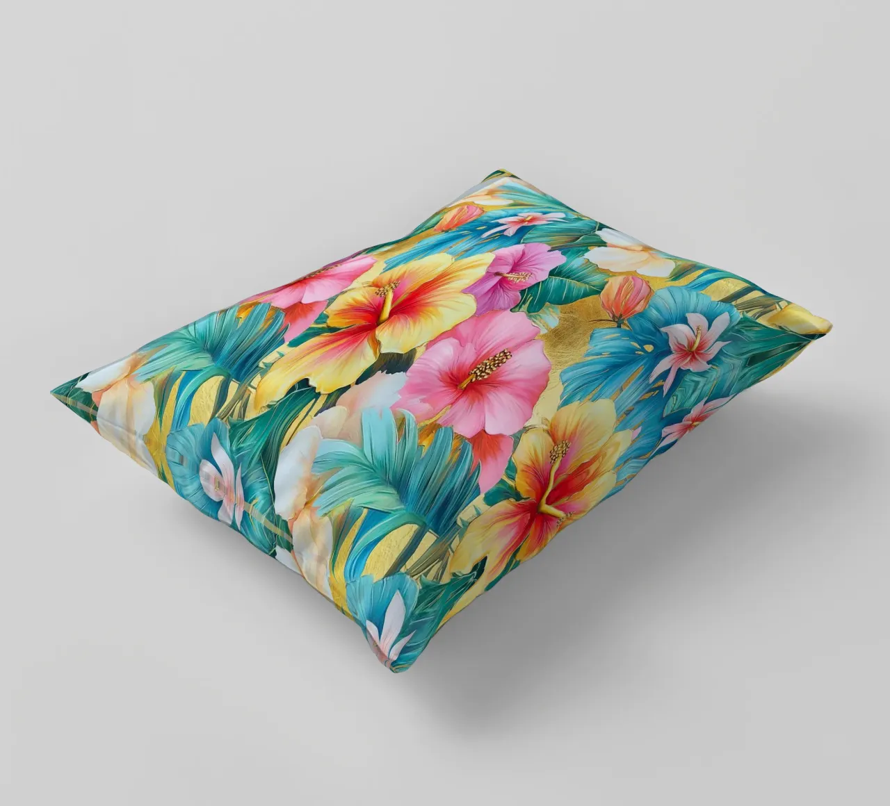 Fiori hawaiani dorati cuscino da Botanical Pattern House