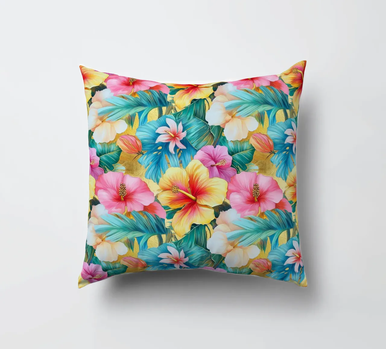 Fiori hawaiani dorati cuscino da Botanical Pattern House