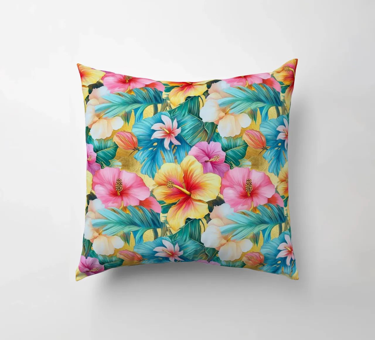 Fiori hawaiani dorati cuscino da Botanical Pattern House