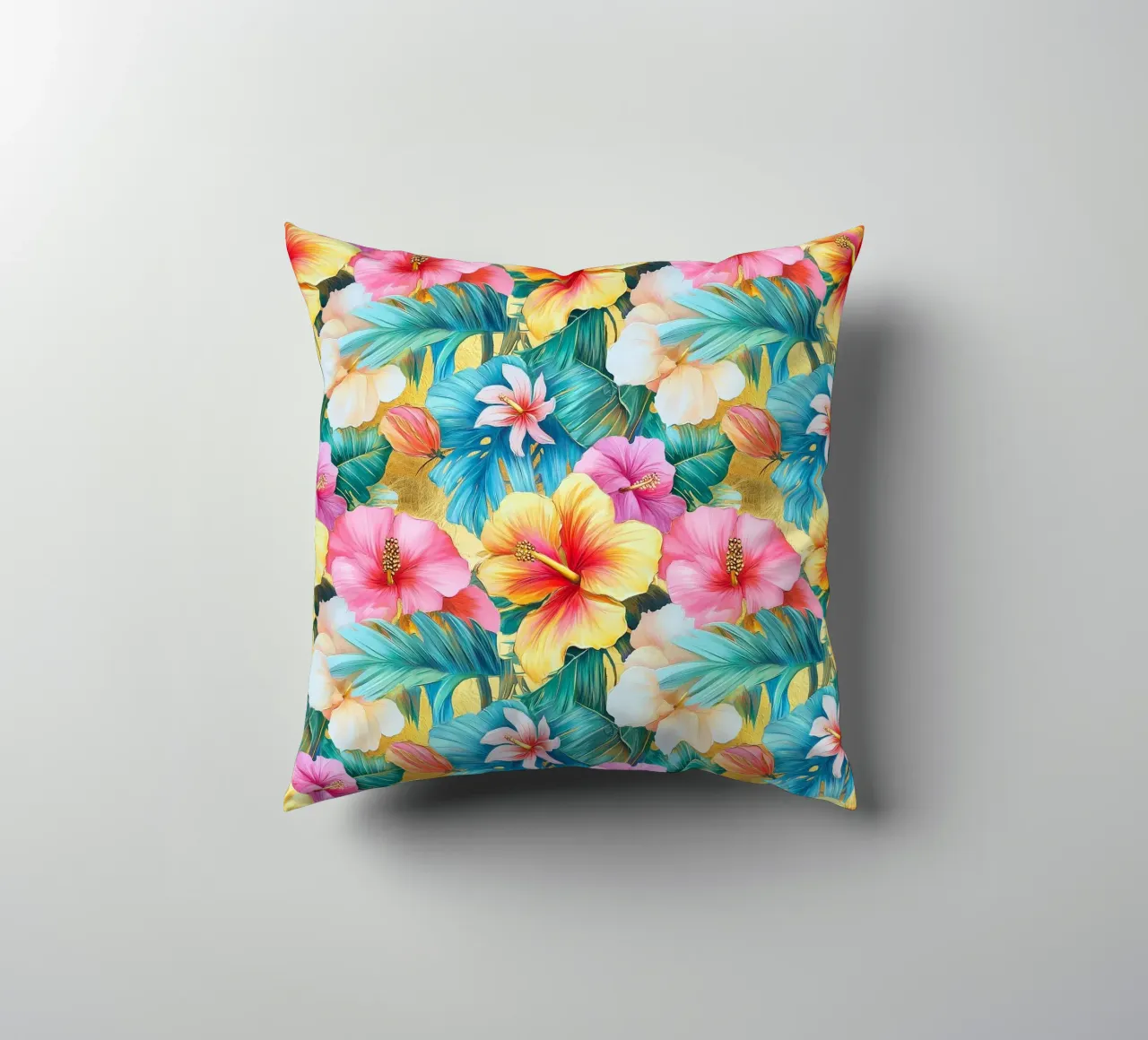Fiori hawaiani dorati cuscino da Botanical Pattern House