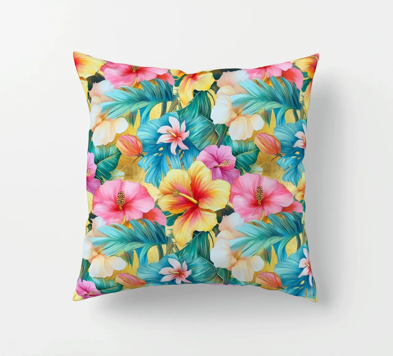 Fiori hawaiani dorati cuscino da Botanical Pattern House