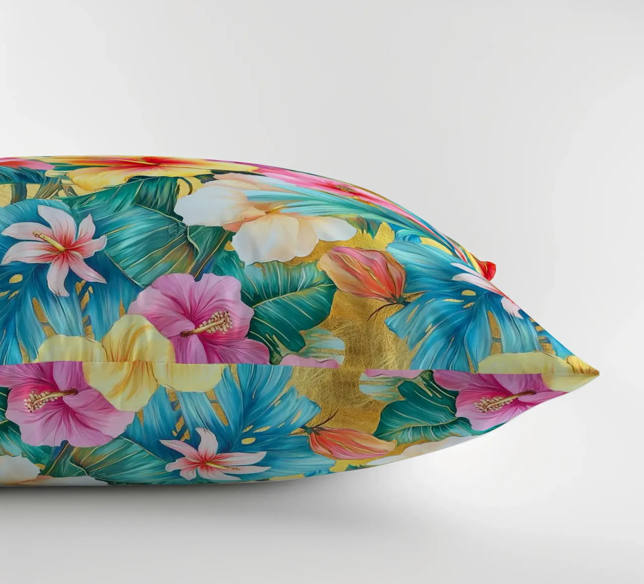 Fiori hawaiani dorati cuscino da Botanical Pattern House