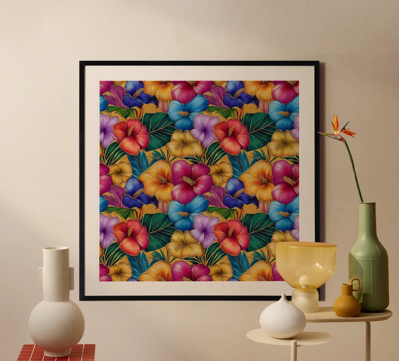 Fiori hawaiani dorati poster da Botanical Pattern House