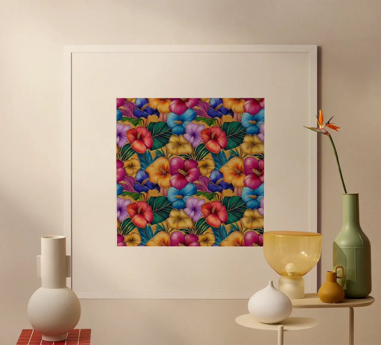Fiori hawaiani dorati poster da Botanical Pattern House