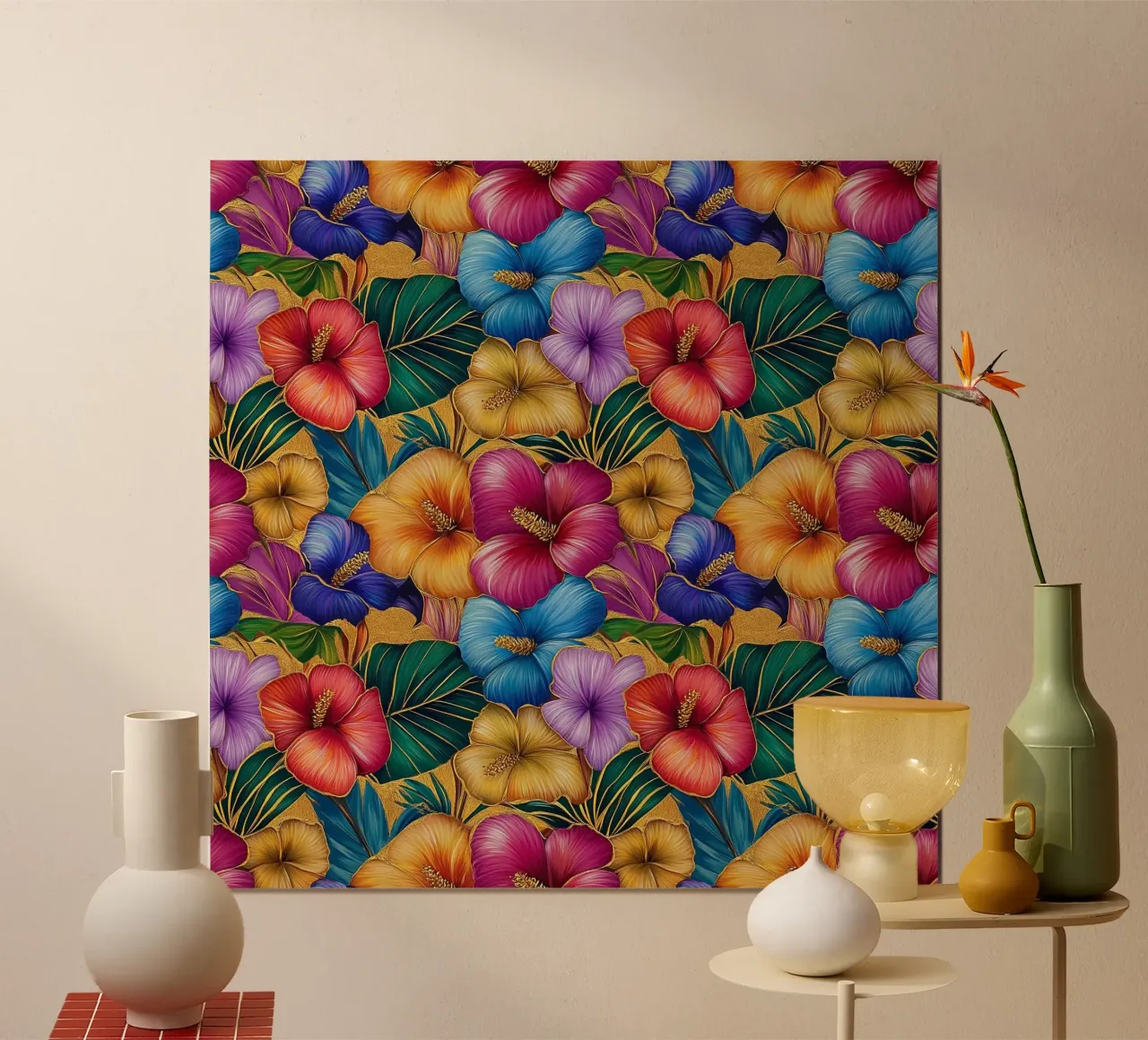 Fiori hawaiani dorati poster da Botanical Pattern House