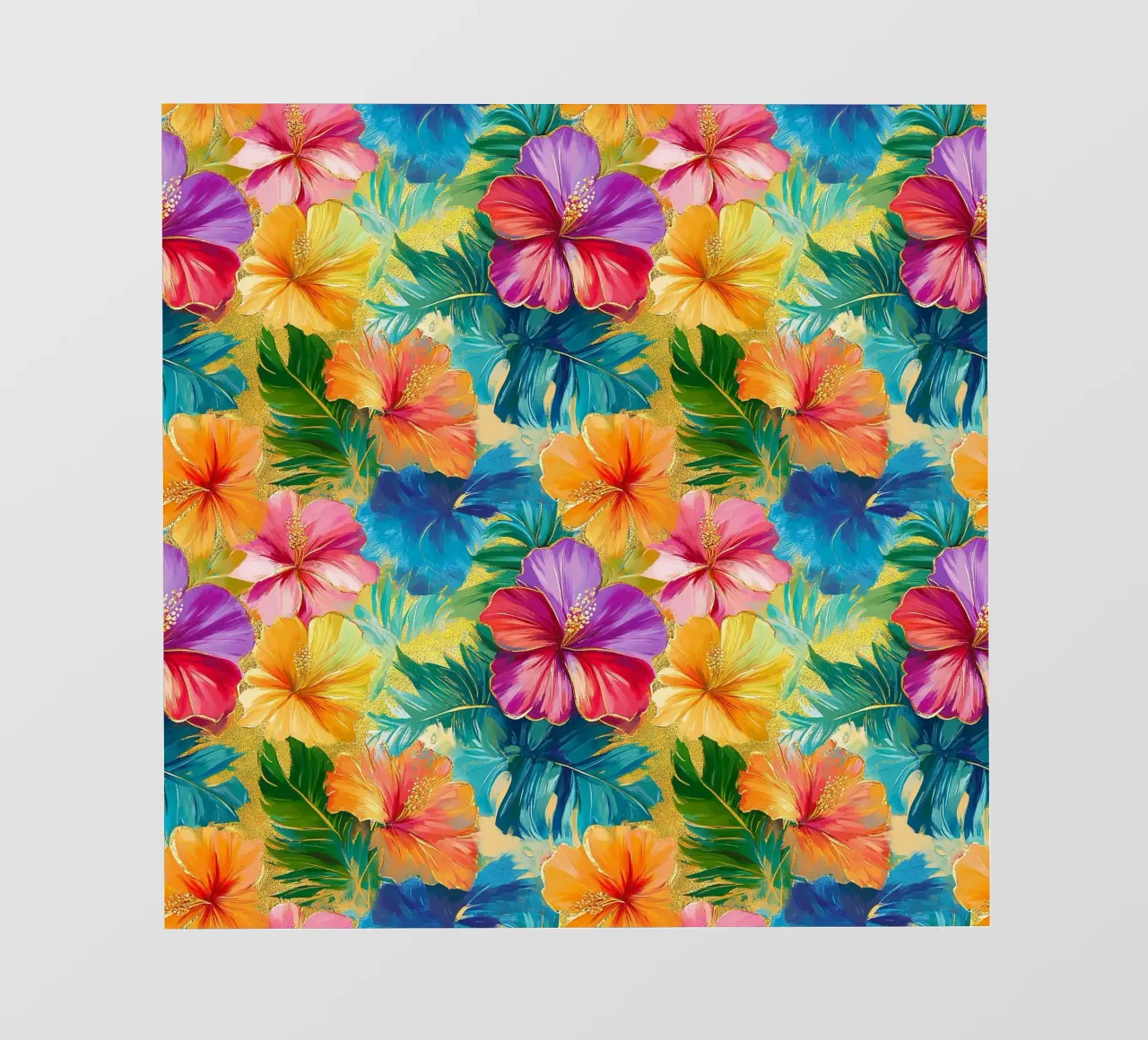 Fiori hawaiani dorati pellicola backlit da Botanical Pattern House