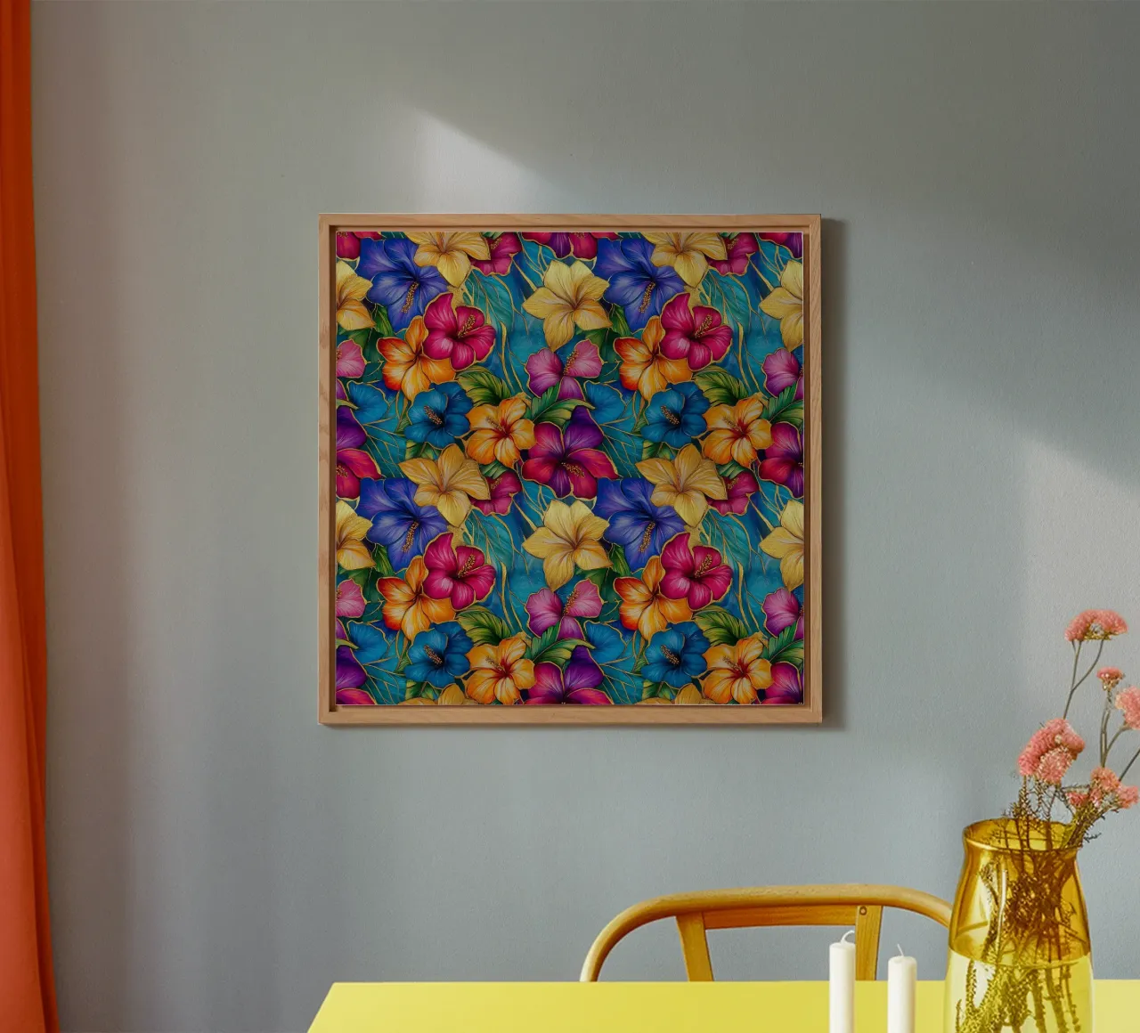 Flores hawaianas doradas placa de forex de Botanical Pattern House