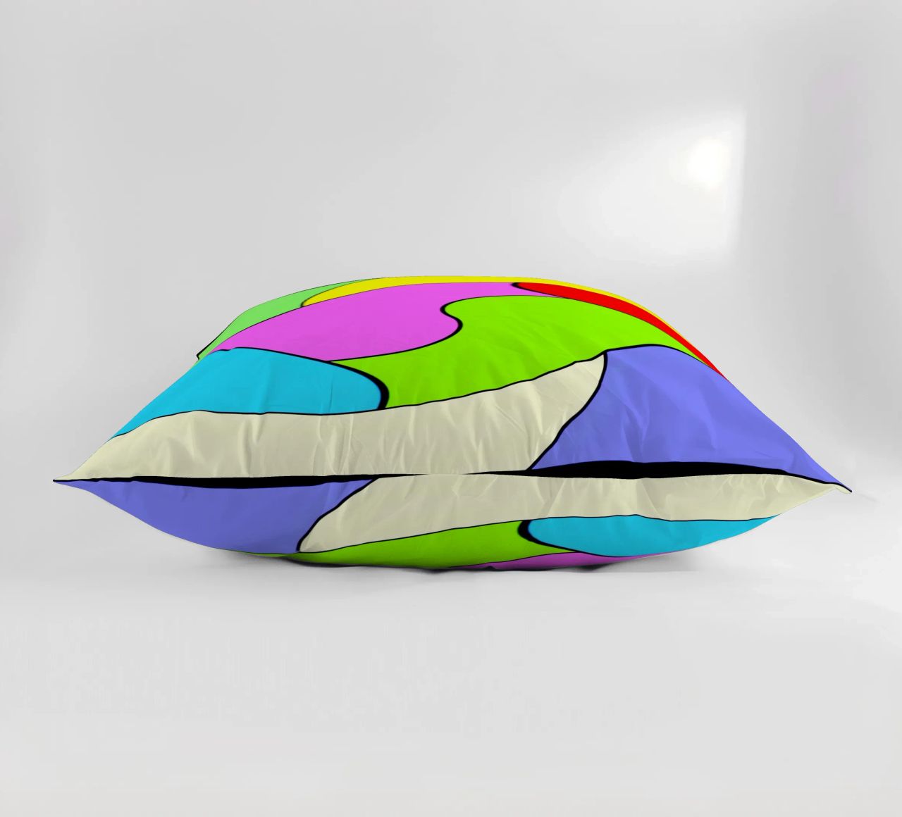 Brightly coloured surfaces in a combined, light rotary movement decorative cushion by Gürsel Yesil Digital Art