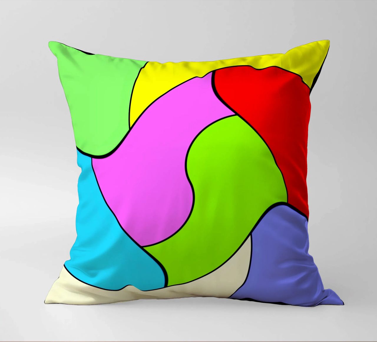 Brightly coloured surfaces in a combined, light rotary movement decorative cushion by Gürsel Yesil Digital Art