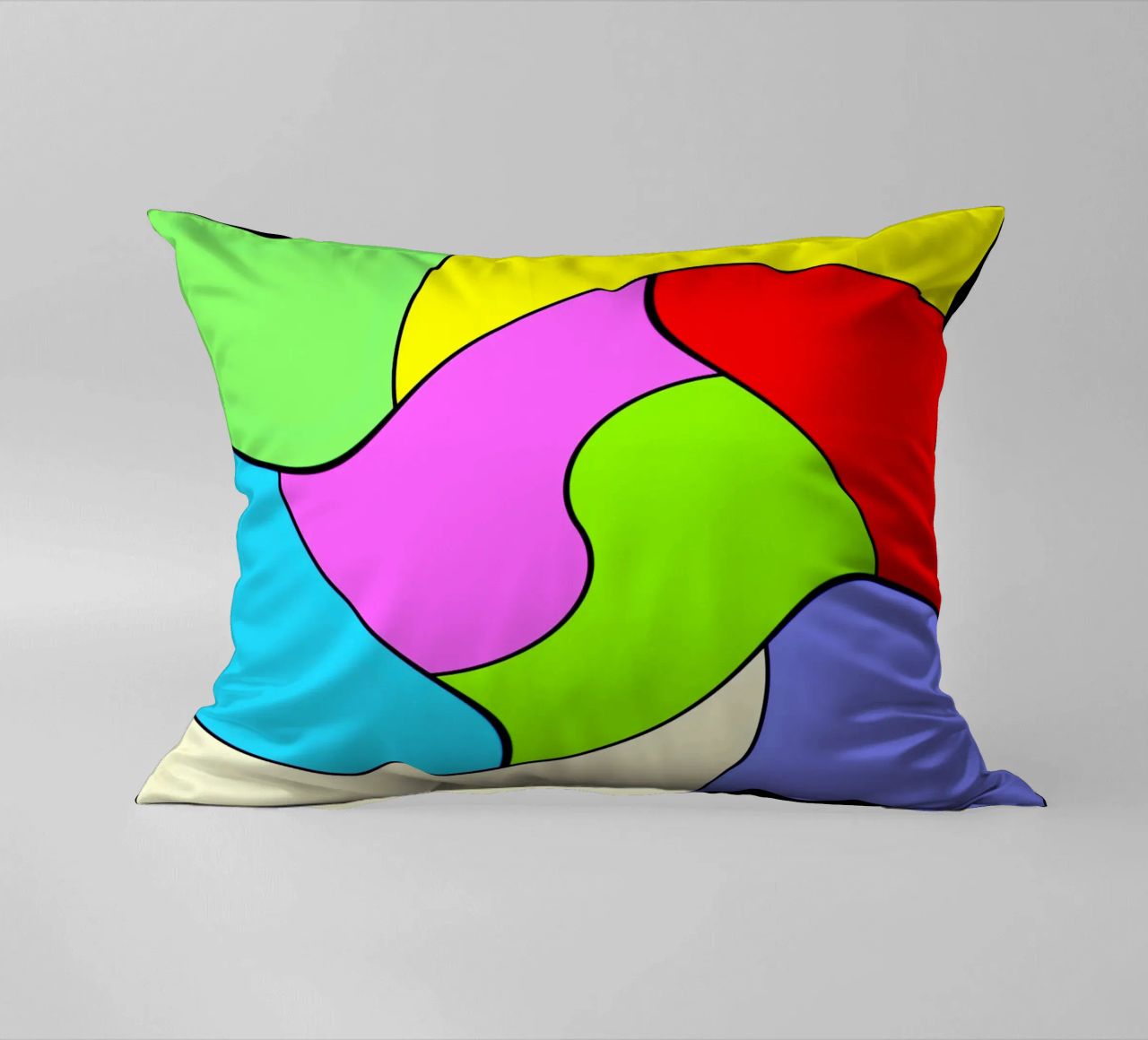 Brightly coloured surfaces in a combined, light rotary movement decorative cushion by Gürsel Yesil Digital Art
