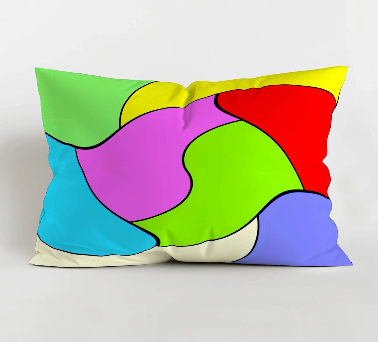 Brightly coloured surfaces in a combined, light rotary movement decorative cushion by Gürsel Yesil Digital Art