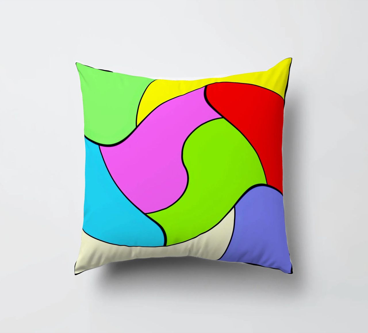 Brightly coloured surfaces in a combined, light rotary movement decorative cushion by Gürsel Yesil Digital Art