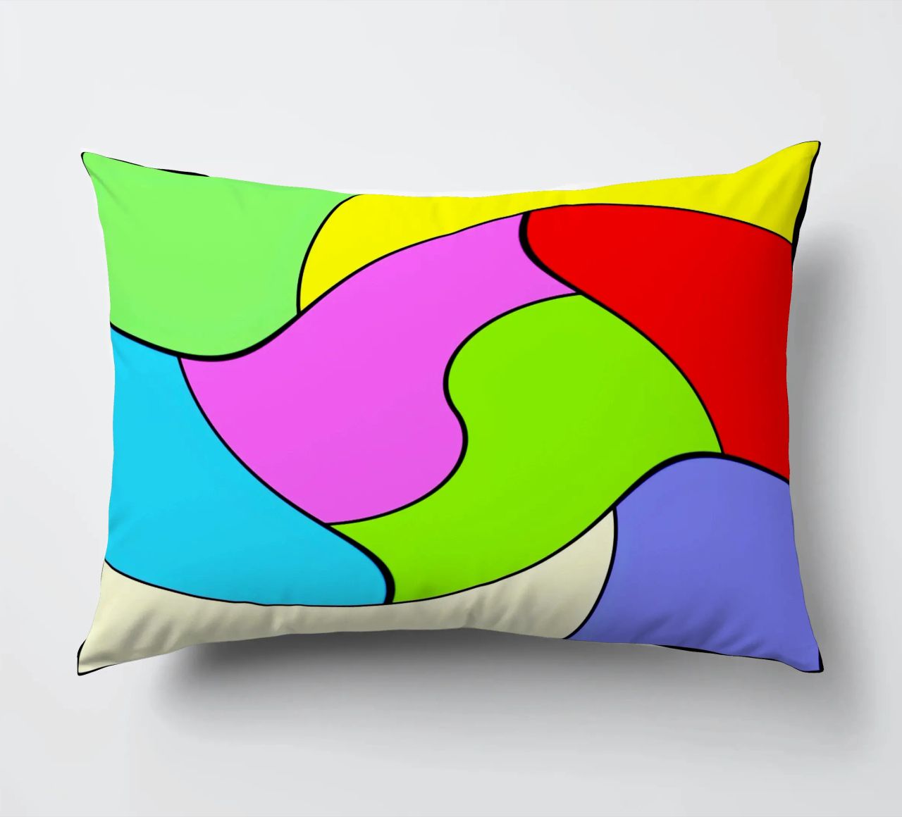 Brightly coloured surfaces in a combined, light rotary movement decorative cushion by Gürsel Yesil Digital Art