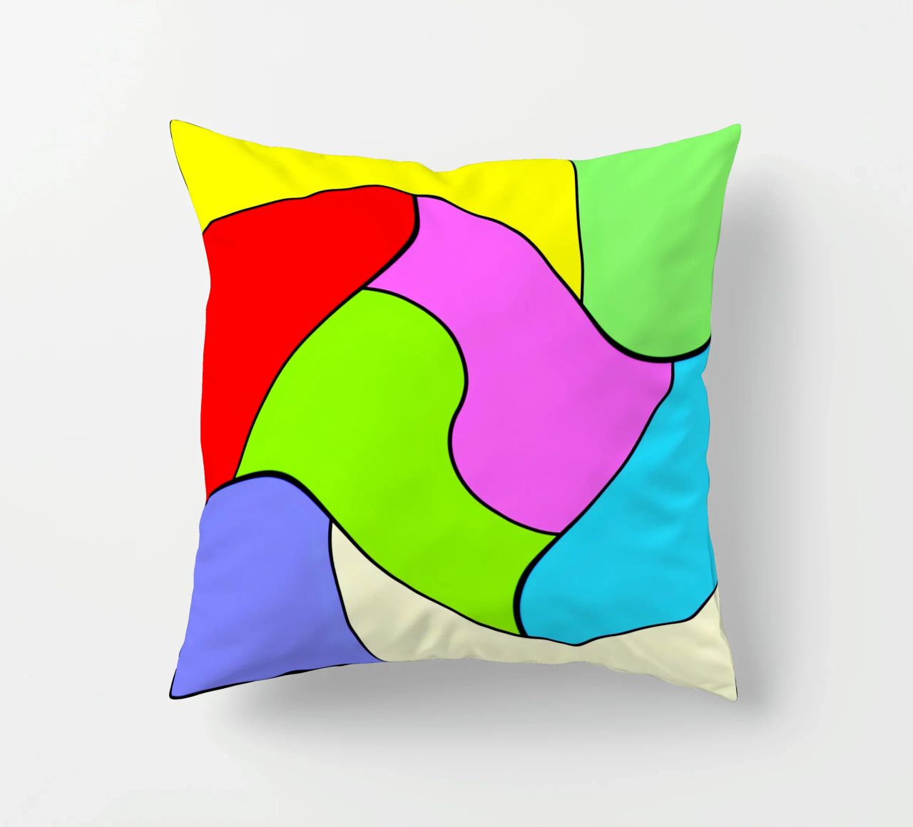 Brightly coloured surfaces in a combined, light rotary movement decorative cushion by Gürsel Yesil Digital Art