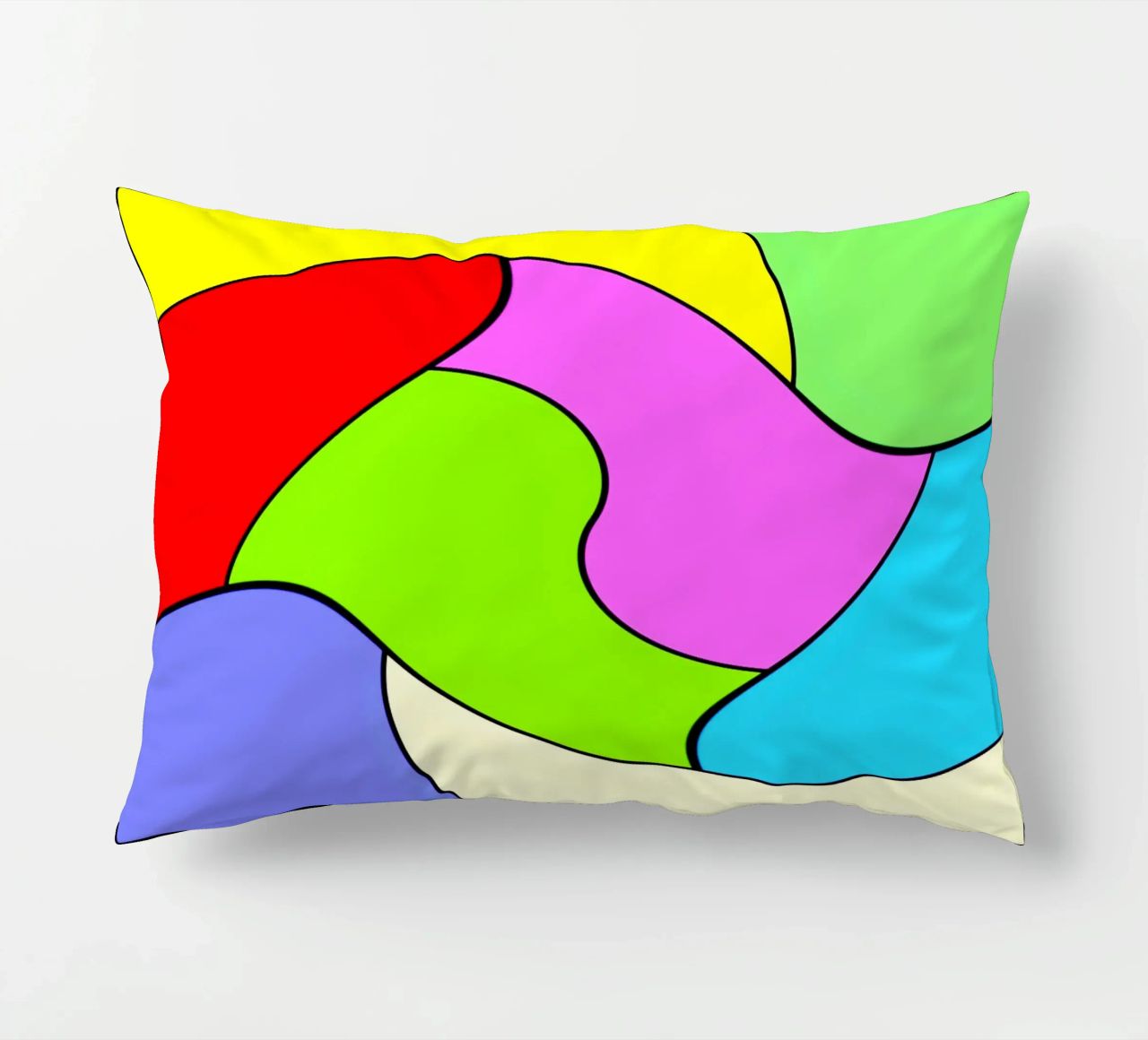 Brightly coloured surfaces in a combined, light rotary movement decorative cushion by Gürsel Yesil Digital Art