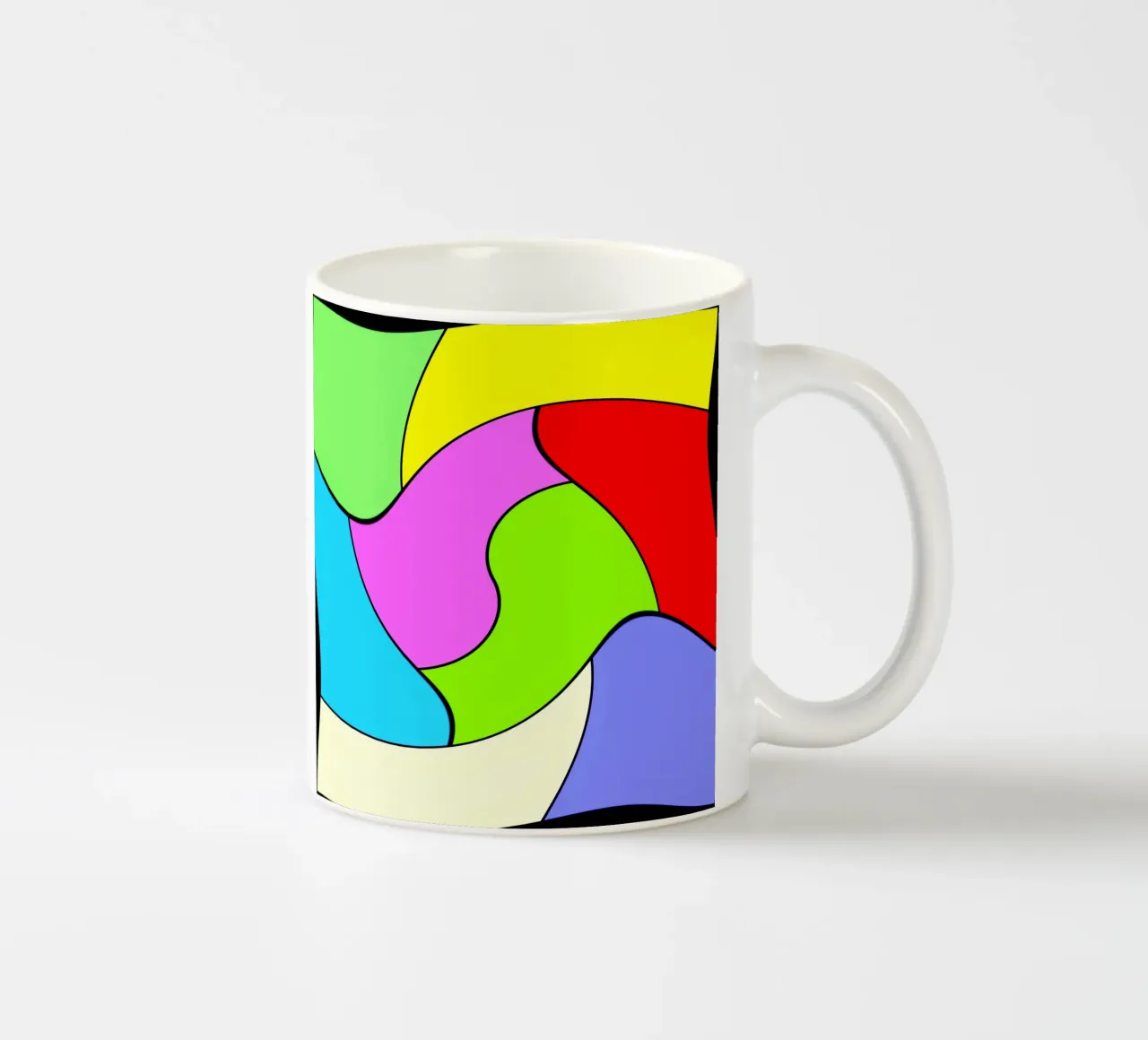 Brightly coloured surfaces in a combined, light rotary movement ceramic mug by Gürsel Yesil Digital Art