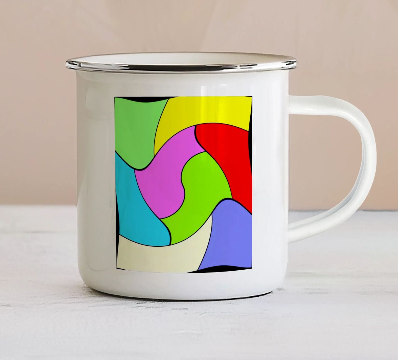 Superfici dai colori vivaci in un movimento rotatorio combinato e leggero tazza in smalto da Gürsel Yesil Digital Art