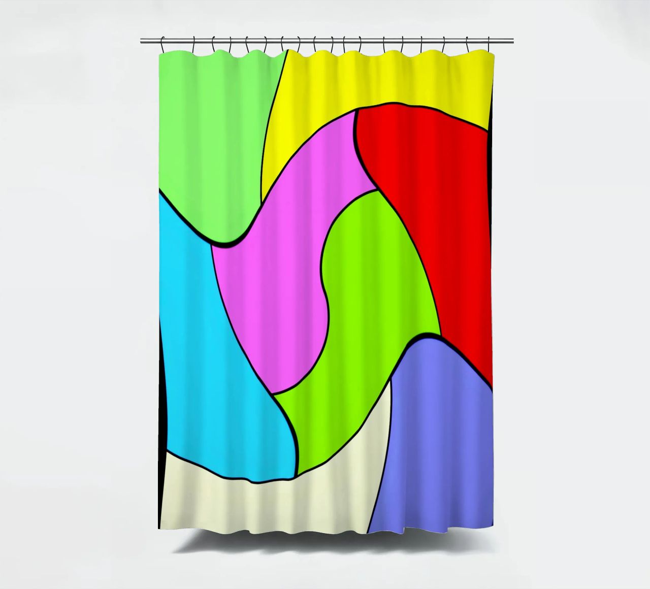 Brightly coloured surfaces in a combined, light rotary movement shower curtain by Gürsel Yesil Digital Art