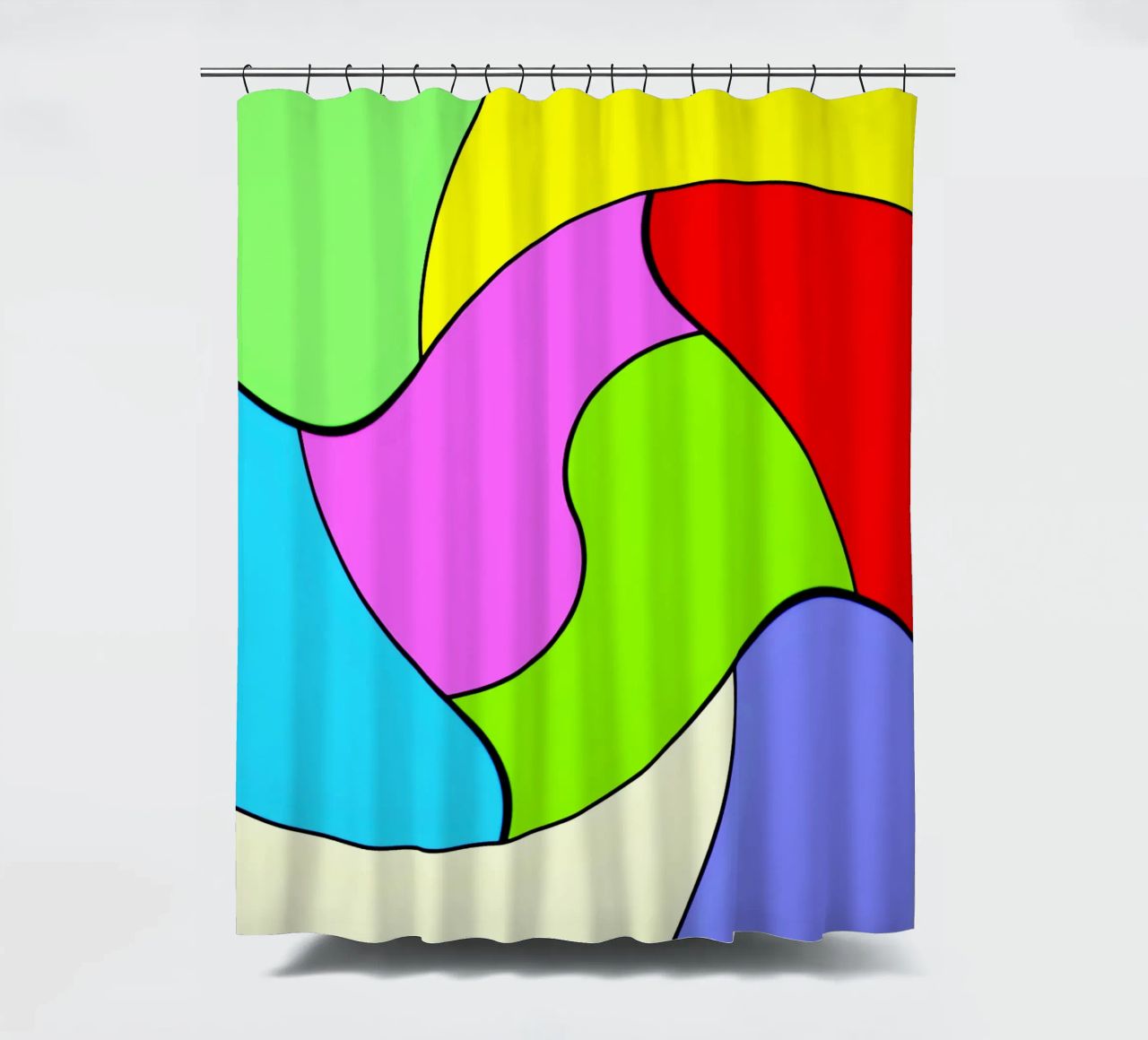Brightly coloured surfaces in a combined, light rotary movement shower curtain by Gürsel Yesil Digital Art
