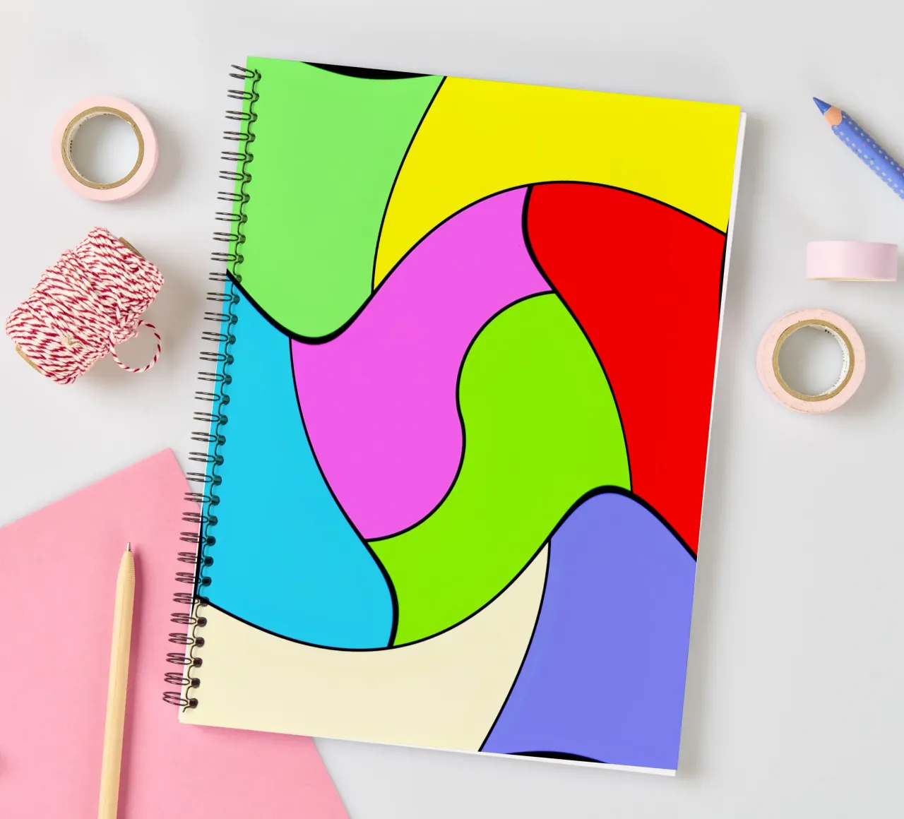 Brightly coloured surfaces in a combined, light rotary movement spiral notebook by Gürsel Yesil Digital Art