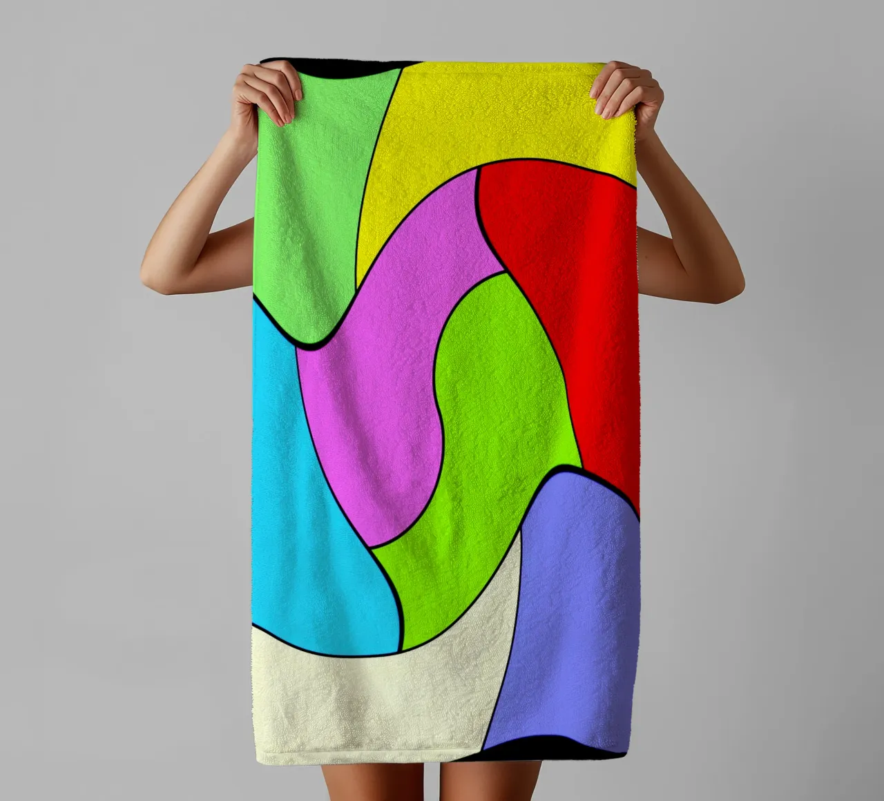 Superfici dai colori vivaci in un movimento rotatorio combinato e leggero asciugamano da bagno da Gürsel Yesil Digital Art