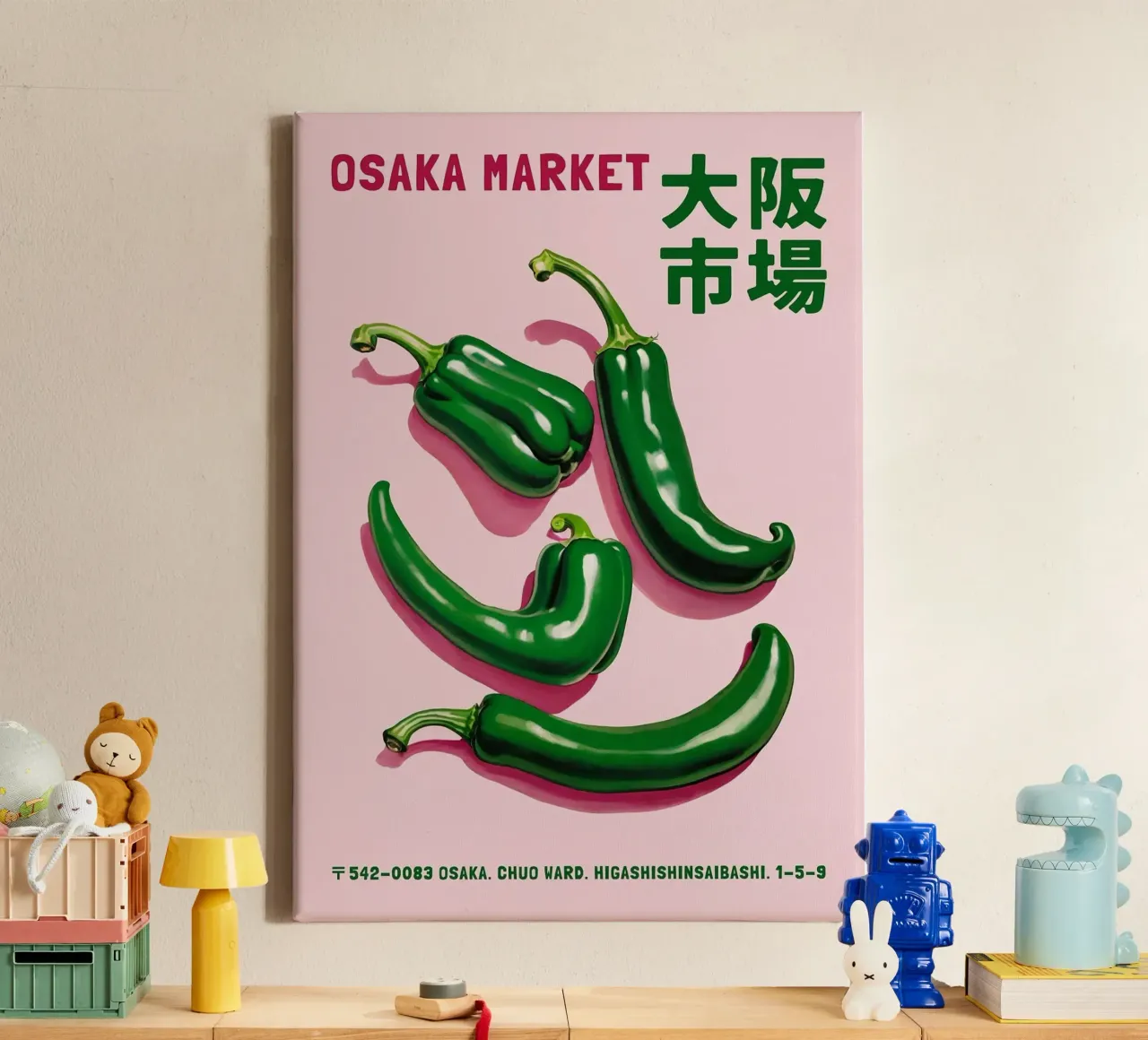 Peperoncino del mercato di Osaka tela con Cornice a cassetta da John C Labut