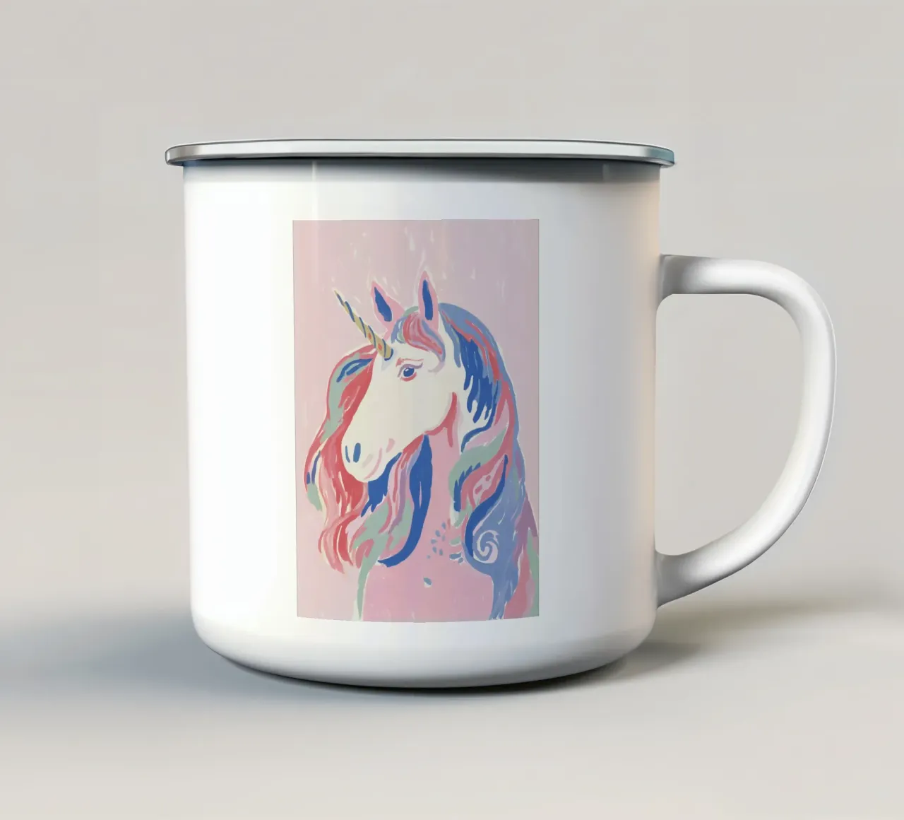 Unicorno magico in colori pastello tazza in smalto da Carinaprint