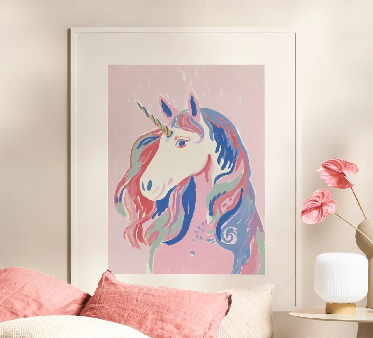 Zauber-Einhorn in Pastell Poster von Carinaprint
