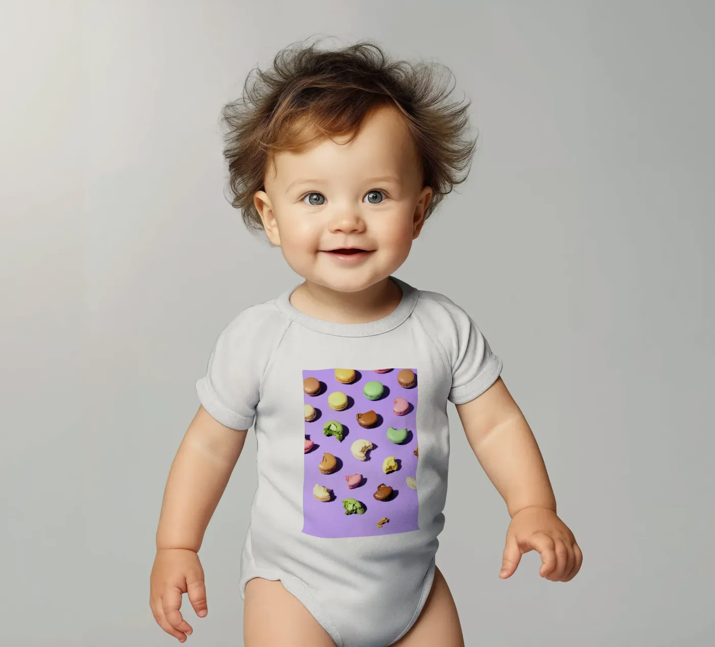 Macroons short-sleeve baby romper by Kyla Elaine