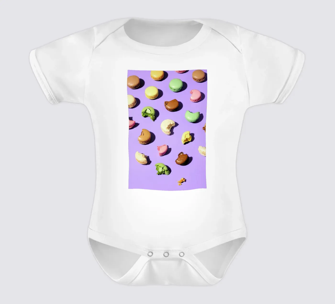 Macroons short-sleeve baby romper by Kyla Elaine