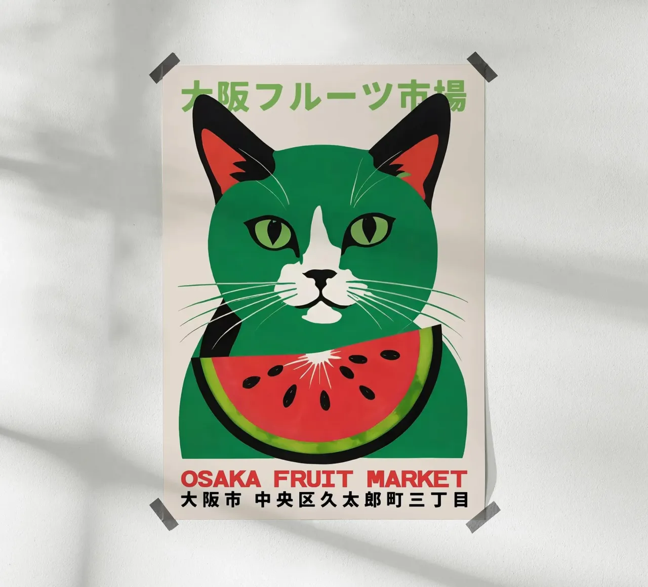 chat pastèque poster de John C Labut