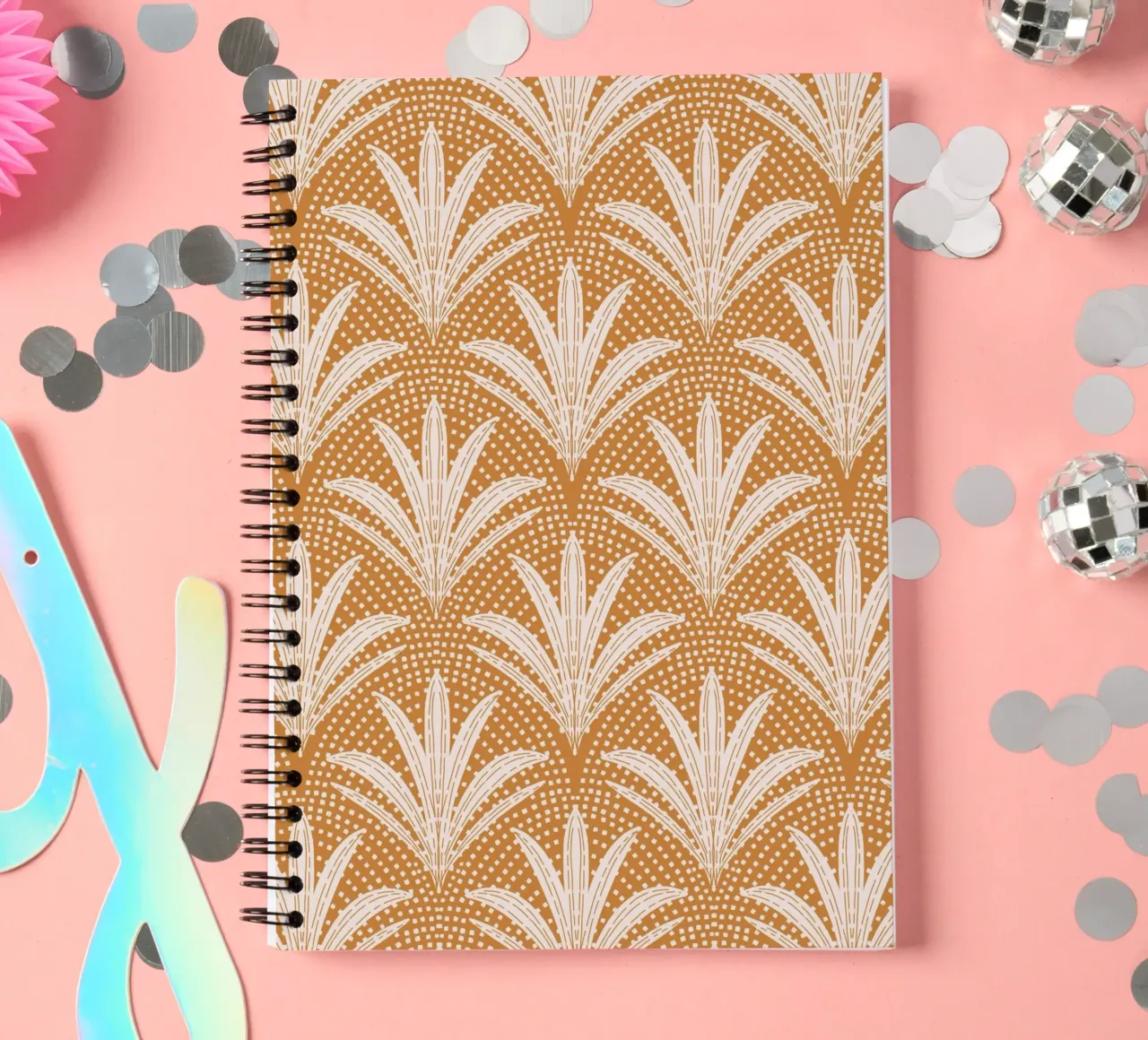 Palm Radiance - Boho Rustic Caramel Brown diario ad anelli da susanacosta