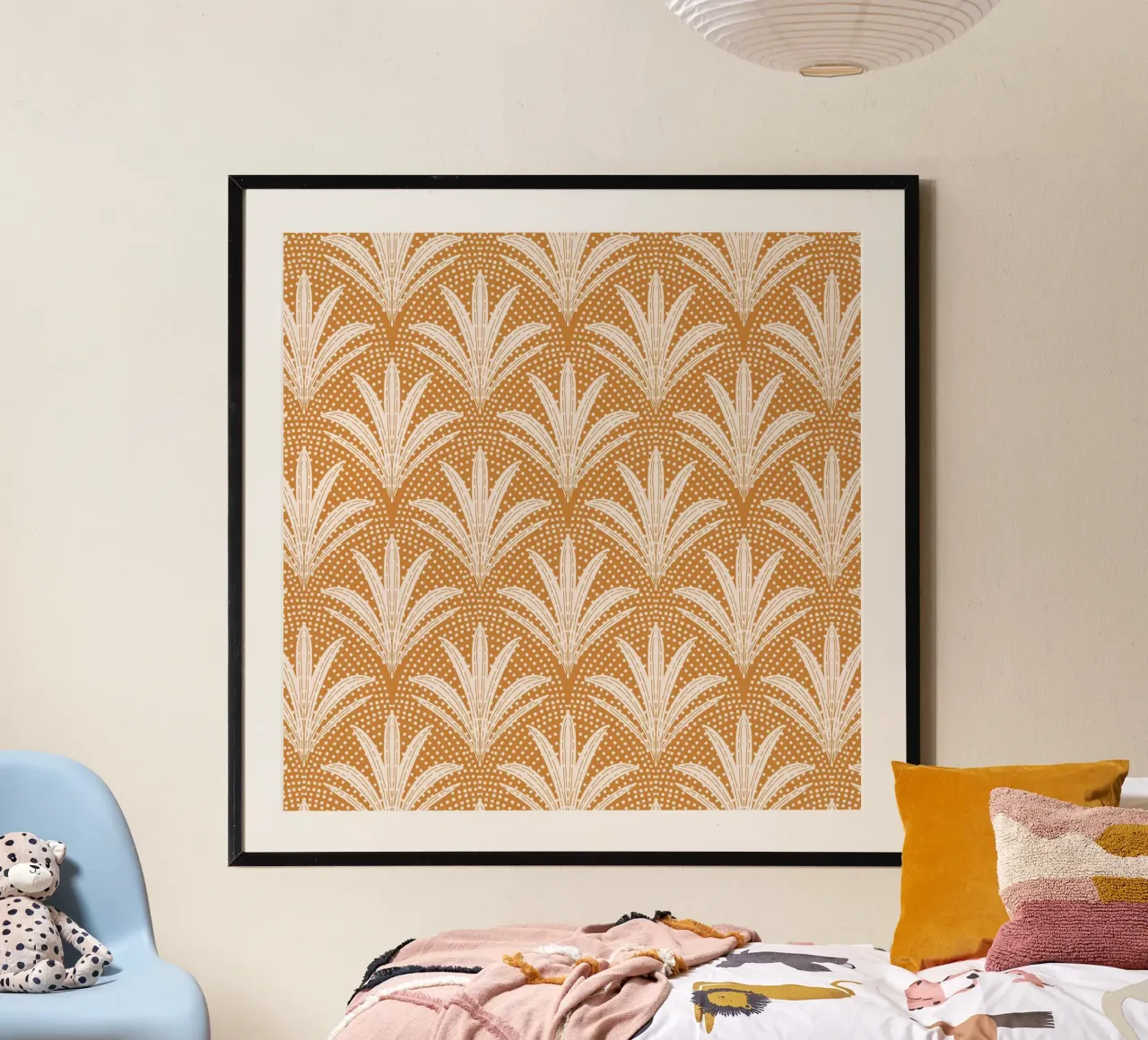 Palm Radiance - Boho Rustic Caramel Brown poster con telaio in legno da susanacosta