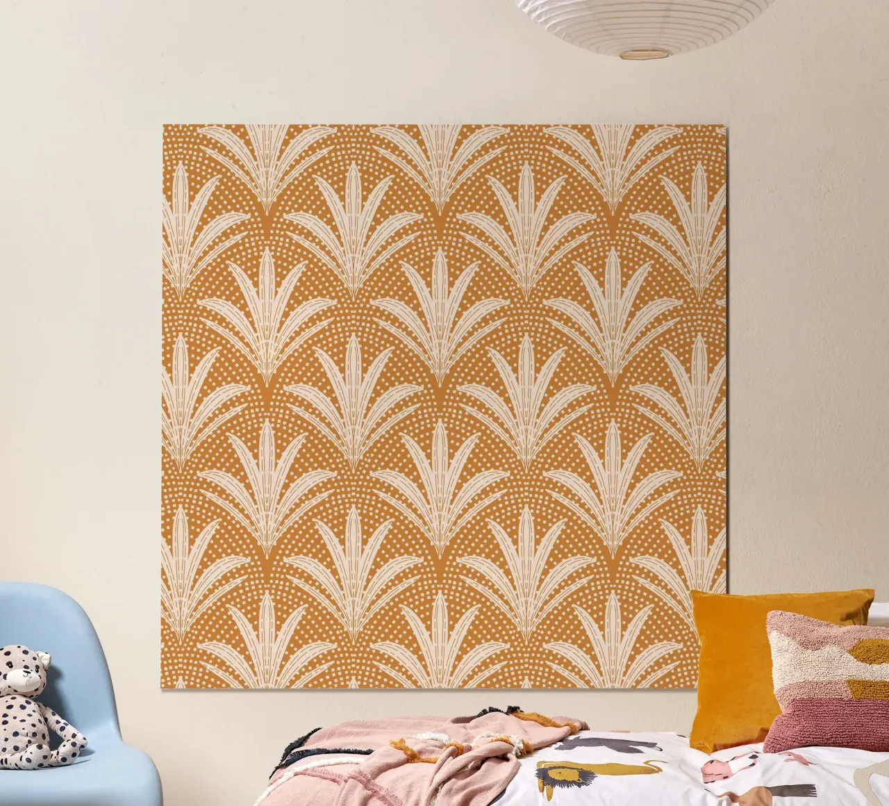 Palm Radiance - Boho Rustic Caramel Brown poster con telaio in legno da susanacosta